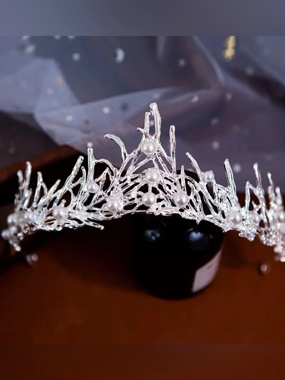Silver Pearl Branch Tiara Headband - Elegant Women’s Hair Accessory